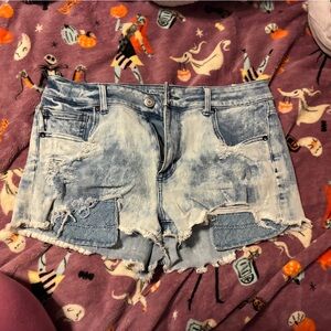 American Eagle Outfitters Light Wash Distressed Denim Shorts